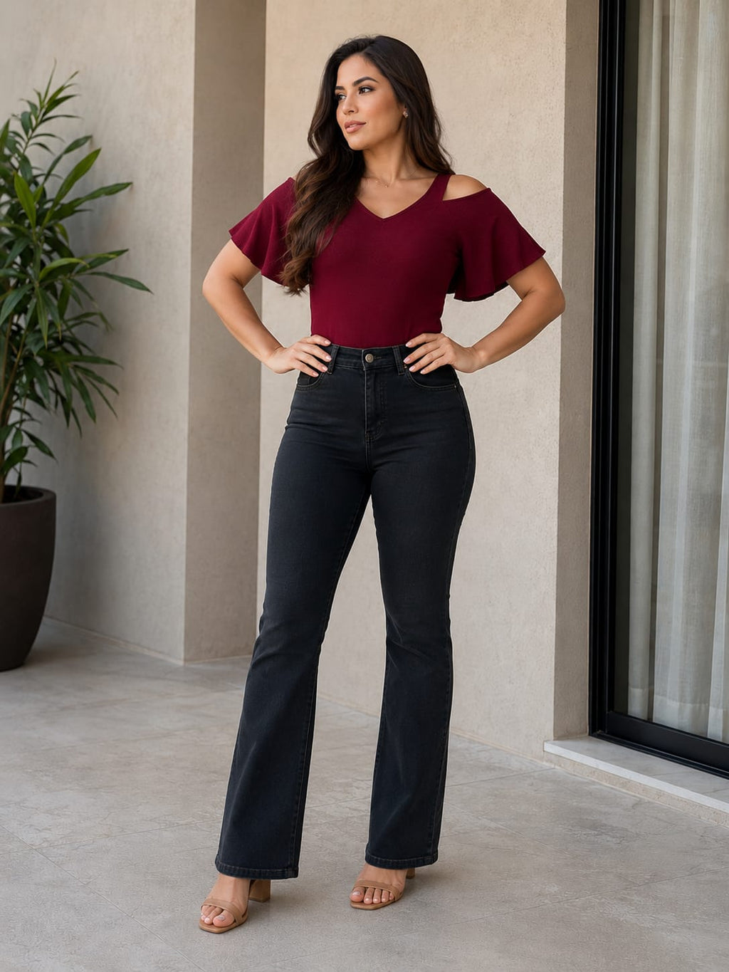 Calça Boot Cut Jeans Preto