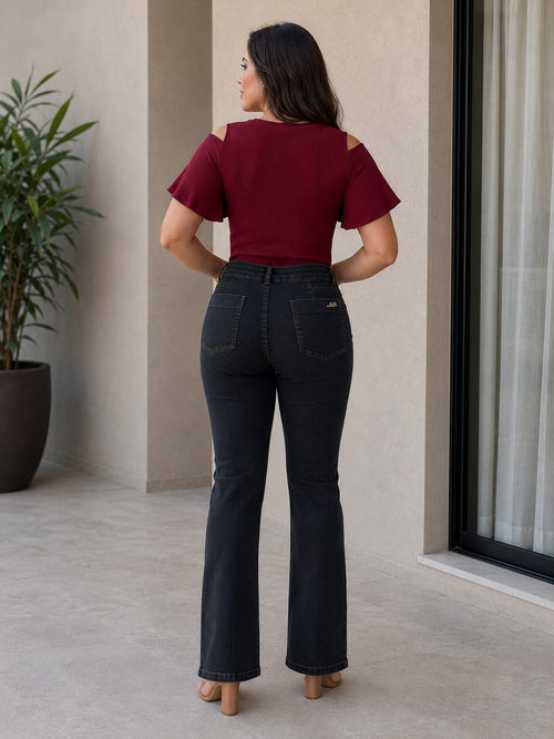 Calça Boot Cut Jeans Preto